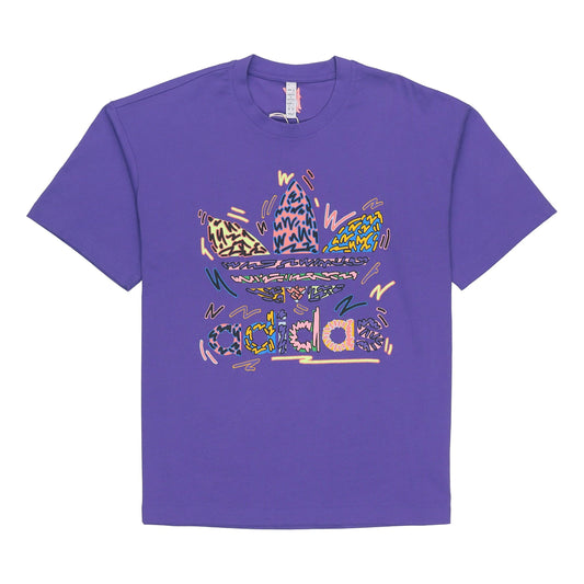 adidas originals Large Logo Alphabet Round Neck Casual Sports Short Sleeve Couple Style Purple HC3077