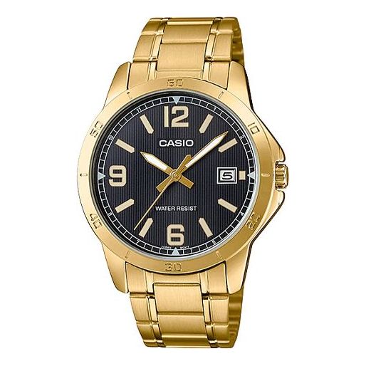 CASIO DRESSSeries Men's Quartzes MTP-V004G-1B Golden/ Stainless Steel Strap Mens Black Analog MTP-V004G-1B2021