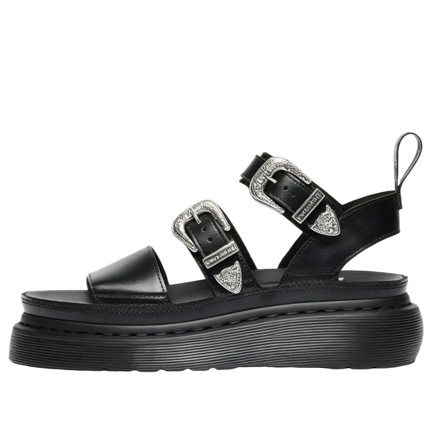 (WMNS) Dr. Martens Gryphon Quad Leather Gladiator Platform Sandals 'Black Altas' 43105001