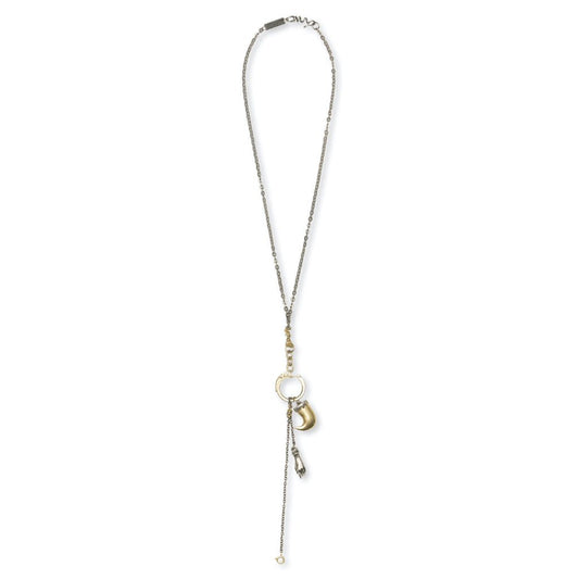 Hand & Crest Necklace - Yellow Gold Plated