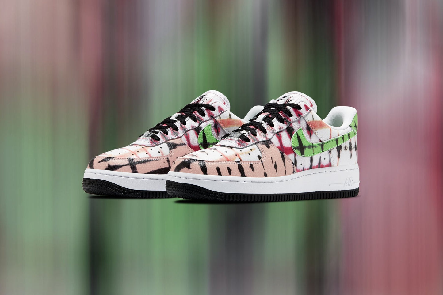 Women's Air Force 1 Low "Black Tie Dye" - White/Green Strike