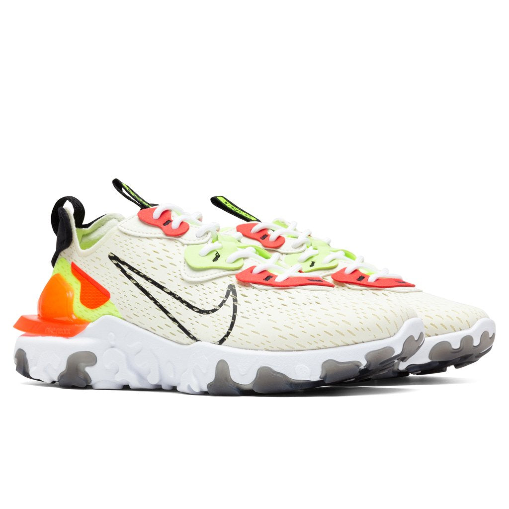 Women's React Vision - Pale Ivory/Black/Volt/Laser Crimson
