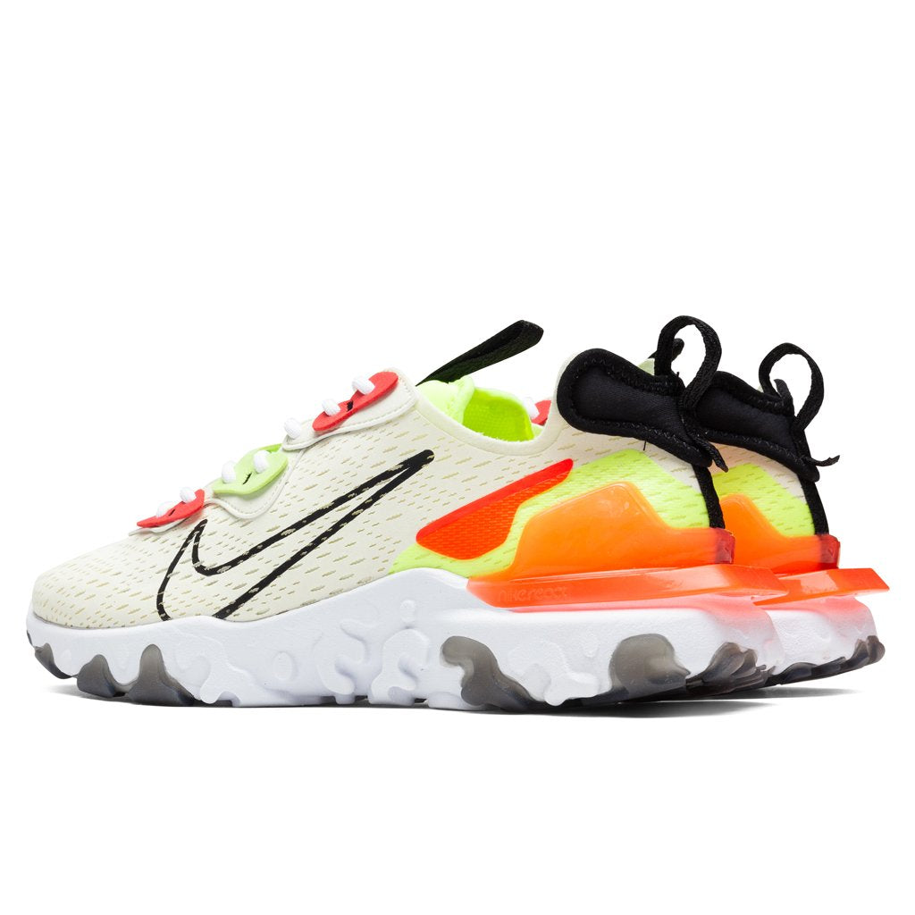 Women's React Vision - Pale Ivory/Black/Volt/Laser Crimson