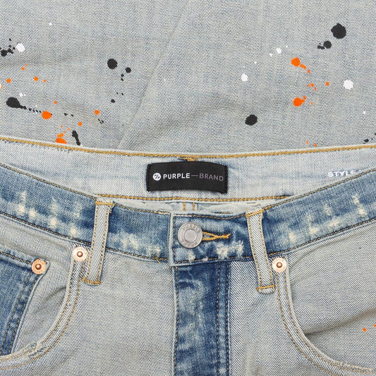 Slim Leg Short - Light Indigo Reverse Repair