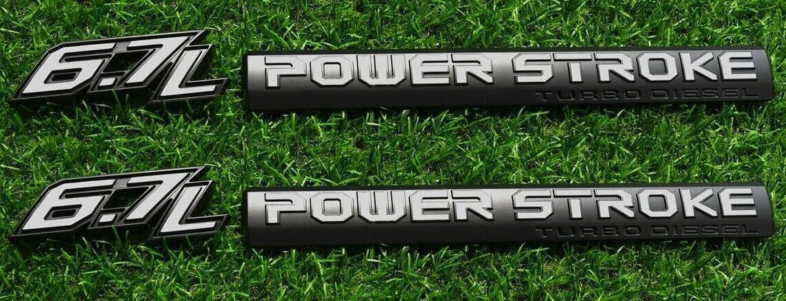 4Pc Black White Door 6.7L Turbo Diesel Emblem FIT F-Trucks Powerstroke Kit