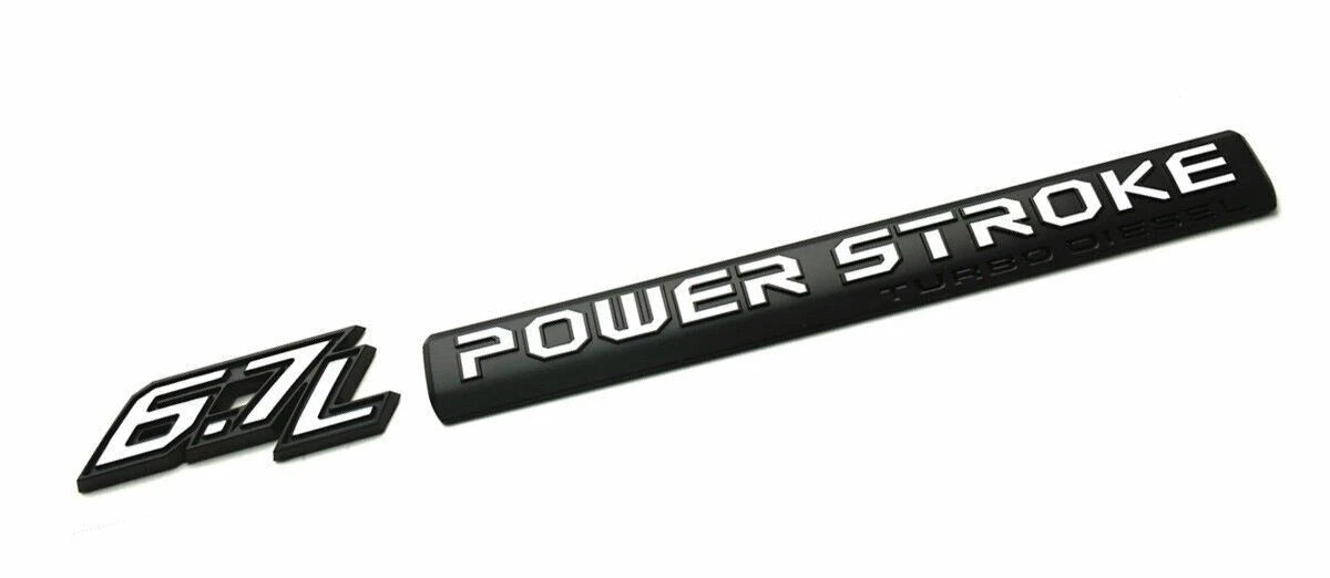 4Pc Black White Door 6.7L Turbo Diesel Emblem FIT F-Trucks Powerstroke Kit