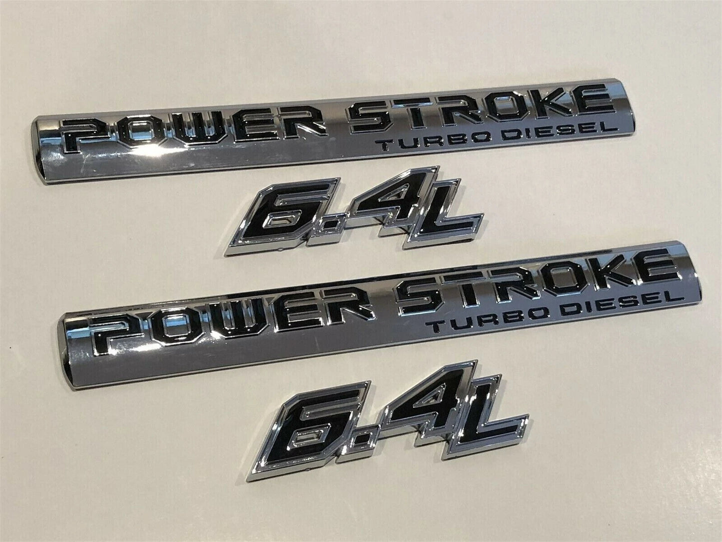 4Pc Chrome Black Door 6.4L Turbo Diesel Emblem FIT F-Trucks Powerstroke Kit