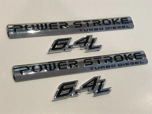 4Pc Chrome Black Door 6.4L Turbo Diesel Emblem FIT F-Trucks Powerstroke Kit