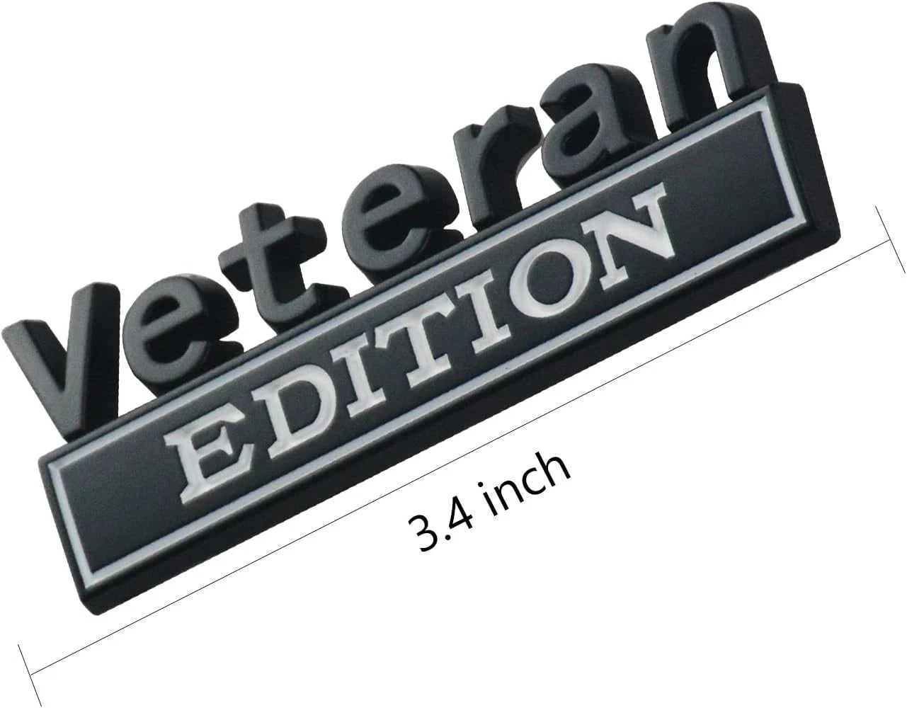 2PCS Veteran Edition Car Emblem 3D Letters Badge Truck Adhesive White Black