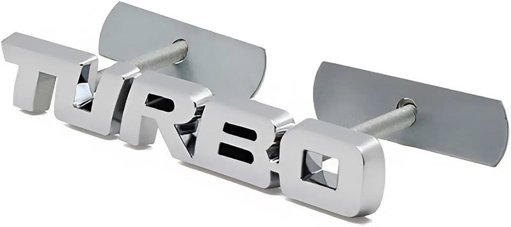 1X Metal Turbo Grille Front Emblem 3D Badge Sticker  for Universal Cars (Silver)