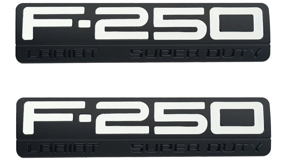 Fit for F250 Lariat 2005-2007 Super Duty Emblem 3D Badge WHITE BLACK 2pc