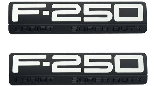 Fit for F250 Lariat 2005-2007 Super Duty Emblem 3D Badge WHITE BLACK 2pc