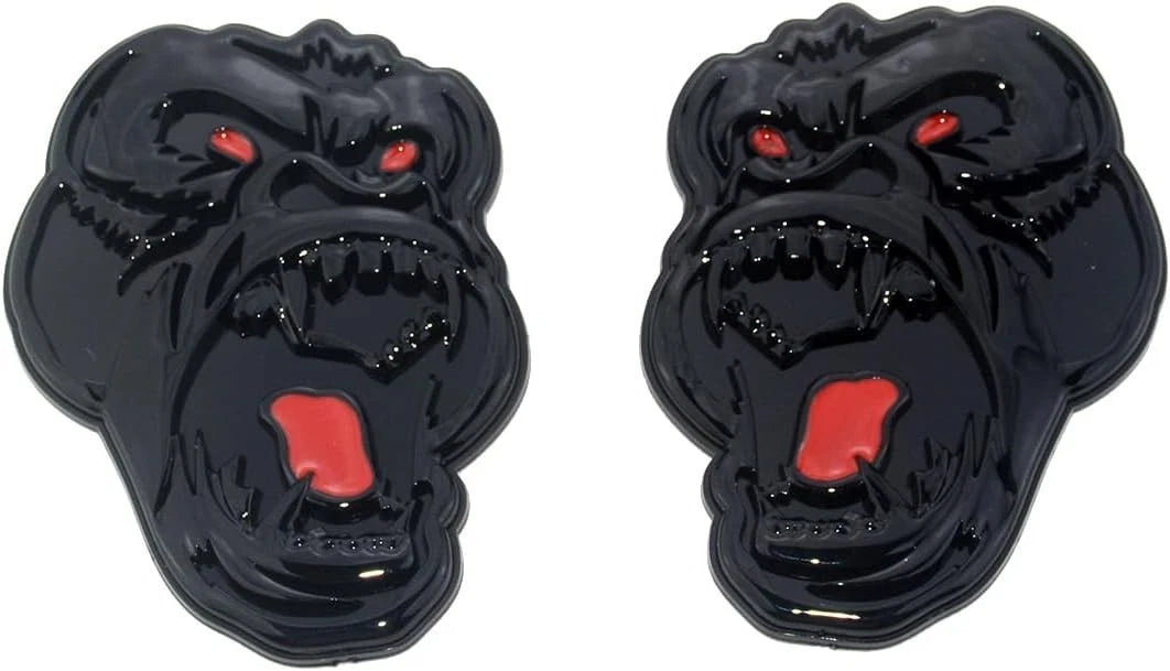 2 Pcs Metal ngry Gorilla Ape Angry Side Rear Emblems 3D Badge Car (Black Red)