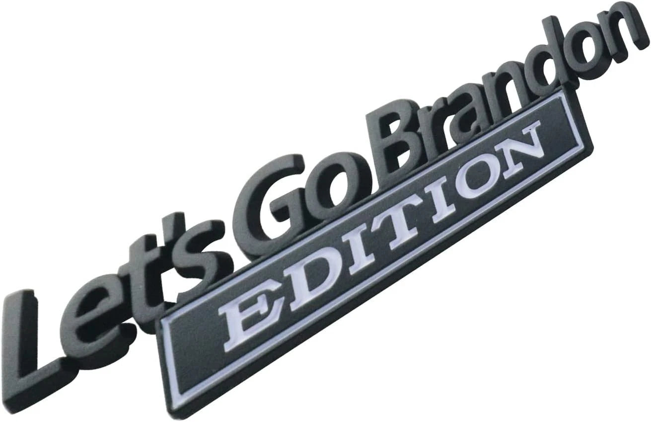 2PCS Let's Go Brandon Edition Emblem Letters Badge Truck Adhesive White Black