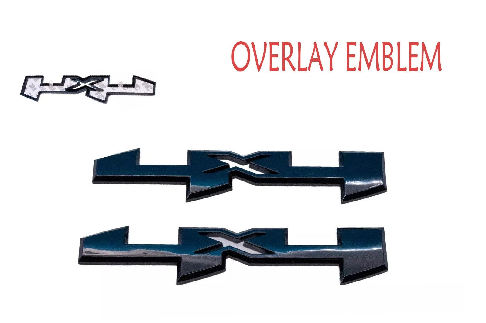 2PC 4X4 Overlay Emblems Fit for 19-24 Sierra 1500 2500HD 3500HD Gloss Black