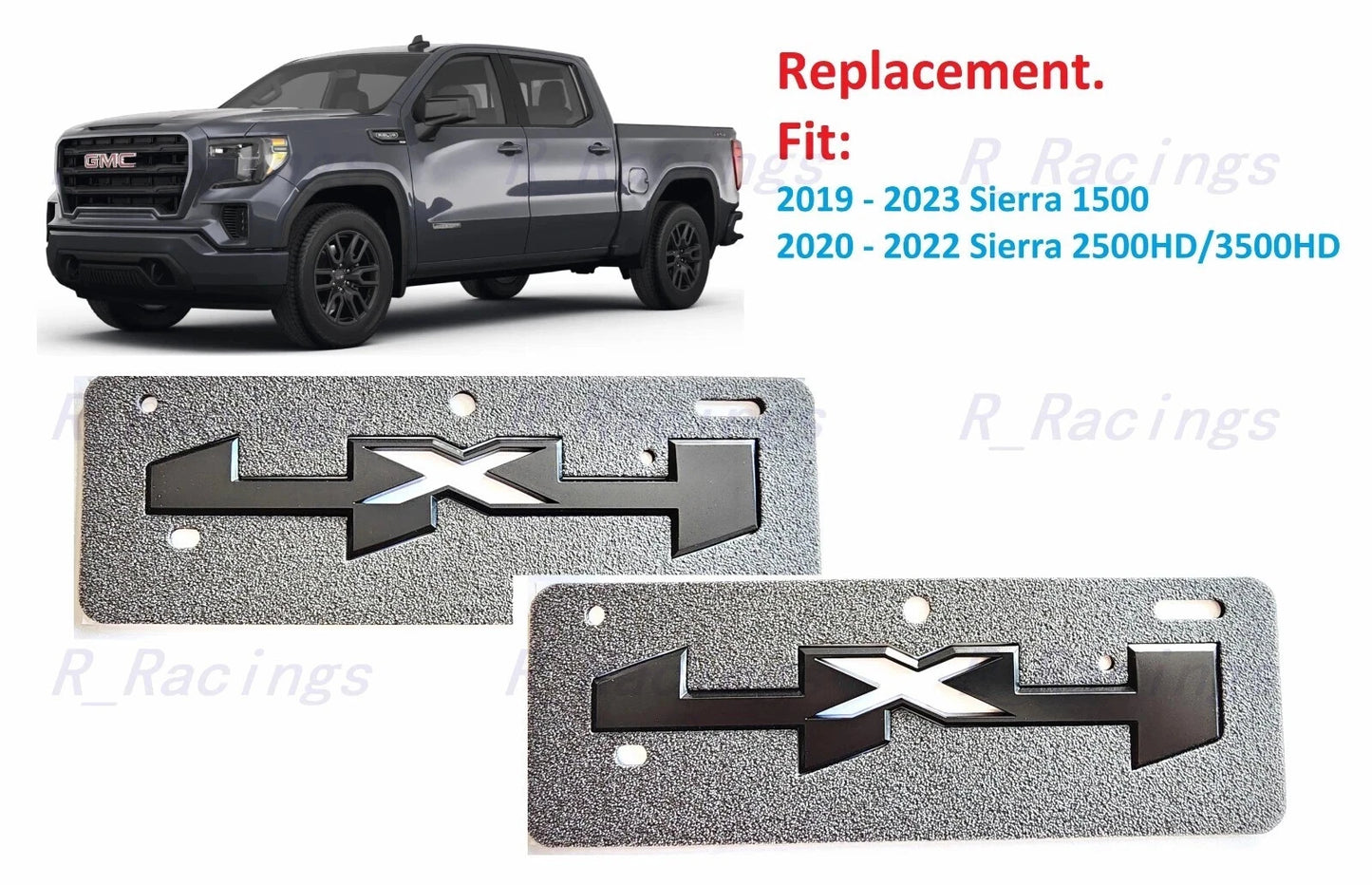 2PC 4X4 Emblems Fit for 2019-2024 Sierra 1500 2500HD 3500HD Matte Black