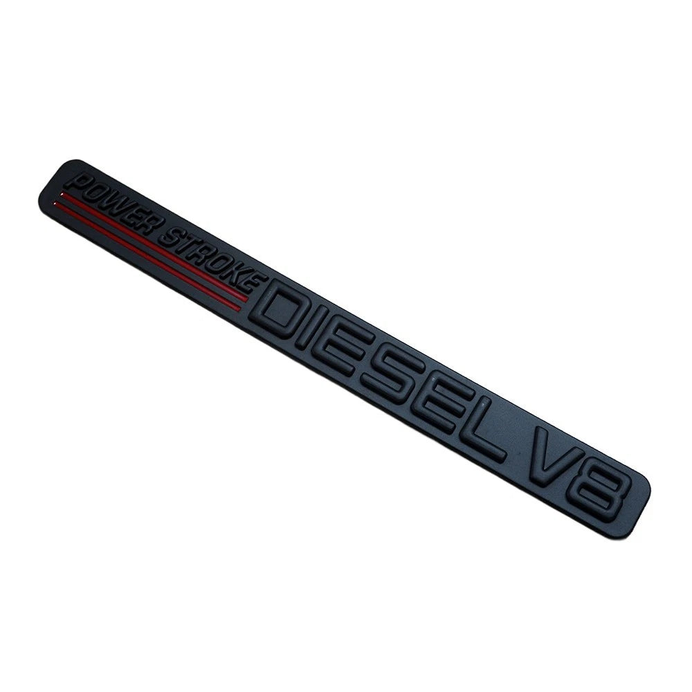 2Pc Black Red Front Door Turbo Diesel V8 Emblem FIT F-Trucks Powerstroke