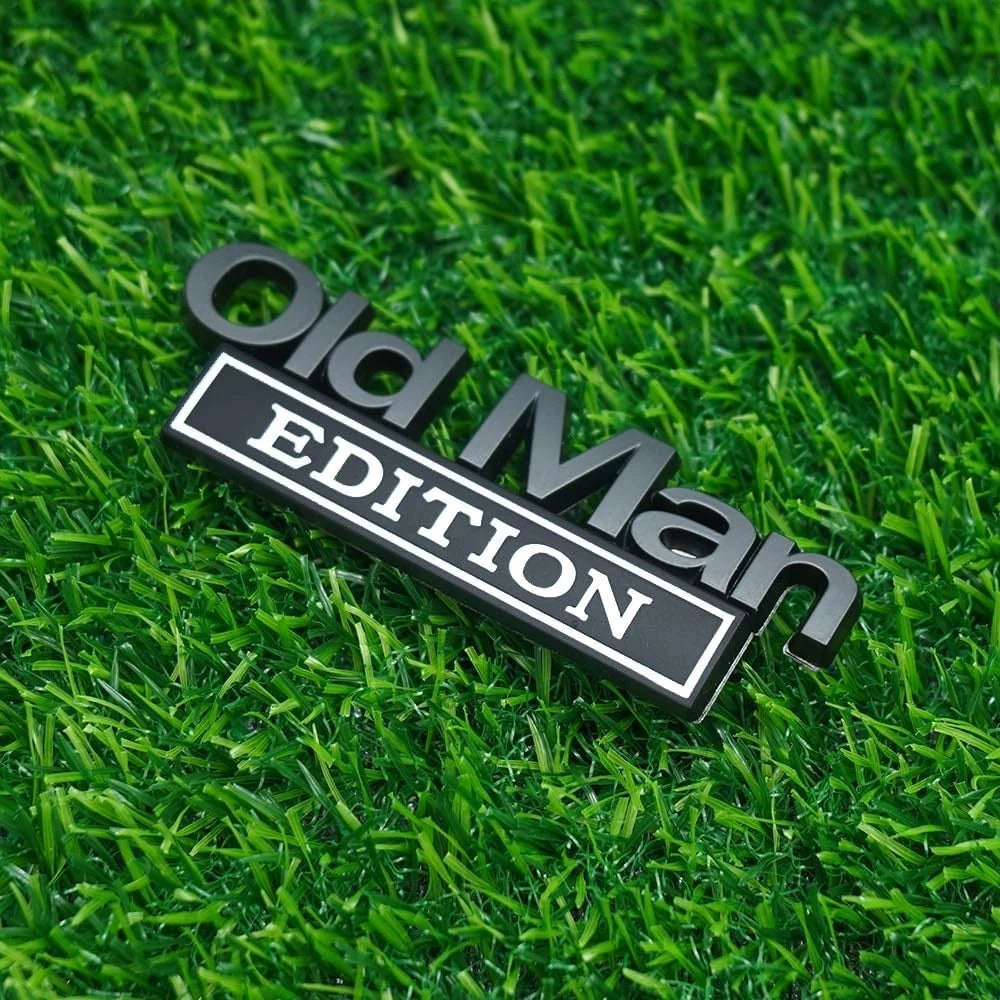 2pc Old Man Edition 3D Metal Emblem Fender Rear Tailgate Bumper (Black White)
