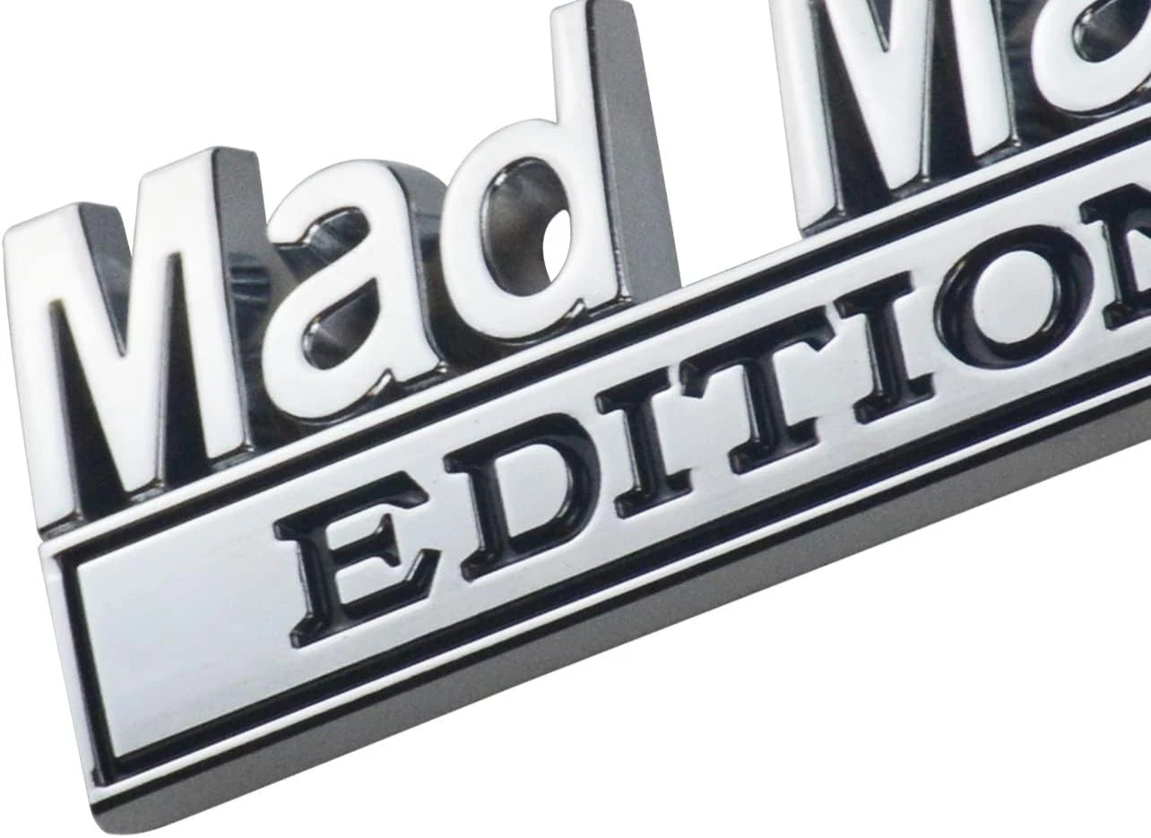 2PCS Mad Max Edition Car Decal Emblem Letters Badge Truck Adhesive Black Silver
