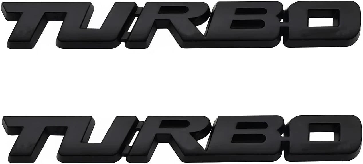 2Pcs Metal Turbo Front Hood Side Body 3D Emblem Badge for Universal Cars (Black)