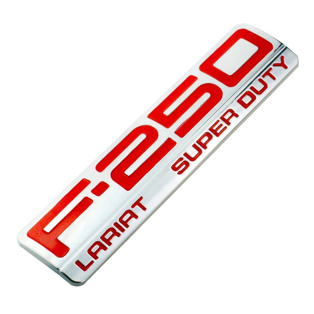 Fit for F250 Lariat 2005-2007 Super Duty Emblem 3D Badge RED CHROME 1pc