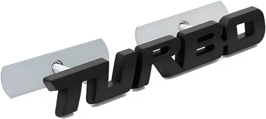 1X Metal Turbo Grille Front Emblem 3D Badge Sticker  for Universal Cars (Black)