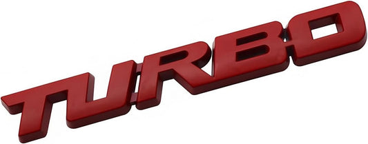 2Pcs Metal Turbo Front Hood Side Body 3D Emblem Badge for Universal Cars (Red)