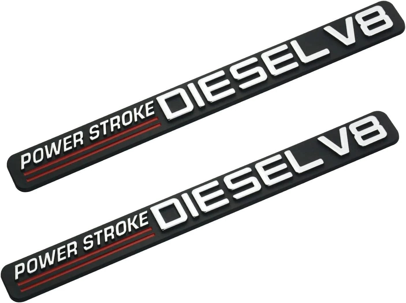 2Pc Chrome Red Front Door Turbo Diesel V8 Emblem FIT F-Trucks Powerstroke