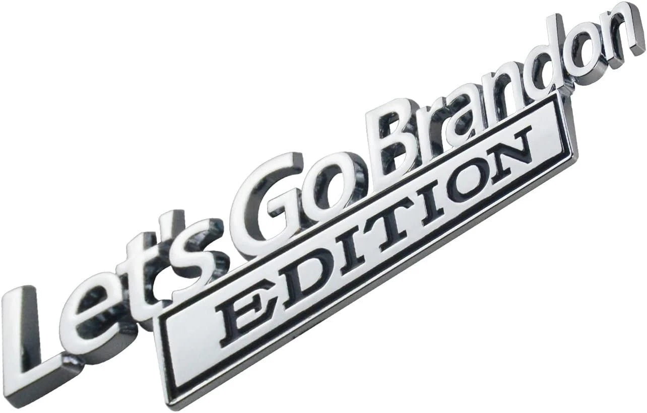 2PCS Let's Go Brandon Edition Emblem Letters Badge Truck Adhesive Chrome BlacK