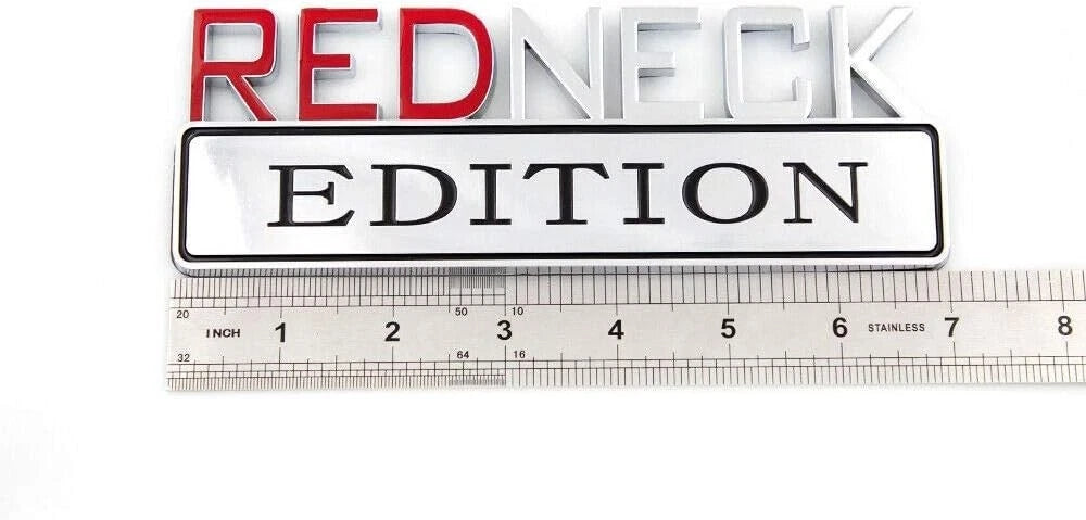 2pcs REDNECK EDITION CAR EMBLEM Chrome Badge 3D Sticker Decal (Silver/Red/black)