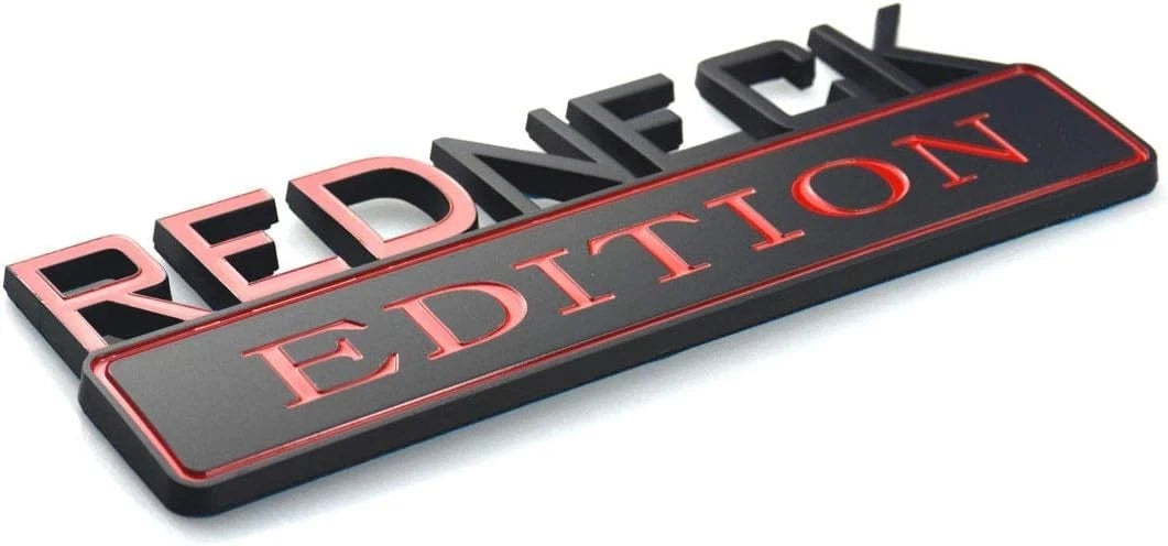 2pcs REDNECK EDITION CAR EMBLEM Chrome Badge 3D Sticker Decal (Red/black)