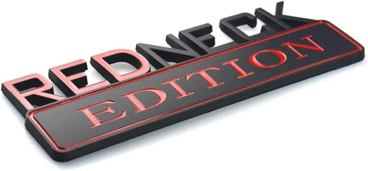 2pcs REDNECK EDITION CAR EMBLEM Chrome Badge 3D Sticker Decal (Red/black)