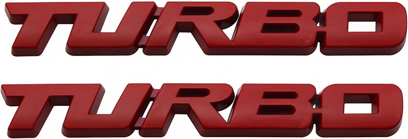 2Pcs Metal Turbo Front Hood Side Body 3D Emblem Badge for Universal Cars (Red)