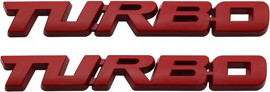 2Pcs Metal Turbo Front Hood Side Body 3D Emblem Badge for Universal Cars (Red)