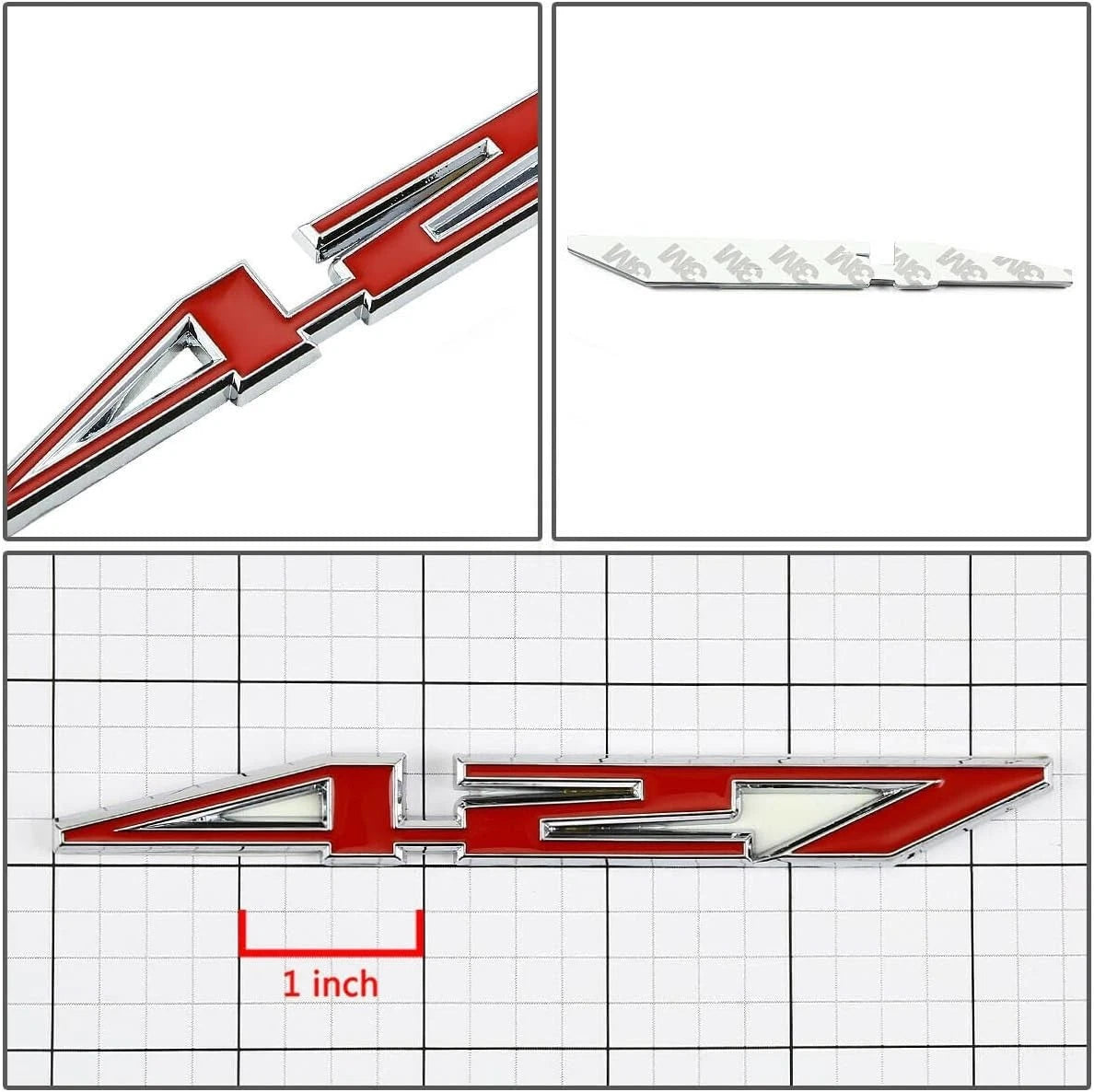 2X 427 Aluminum Emblem Badge Decal Red & Silver for Z06-C6 427 CI (Silver Red)