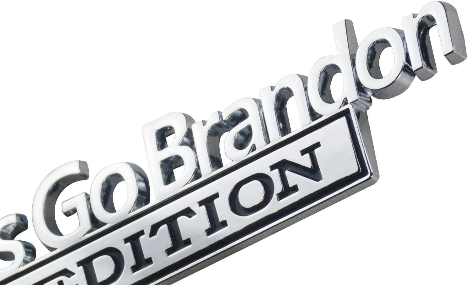 2PCS Let's Go Brandon Edition Emblem Letters Badge Truck Adhesive Chrome BlacK