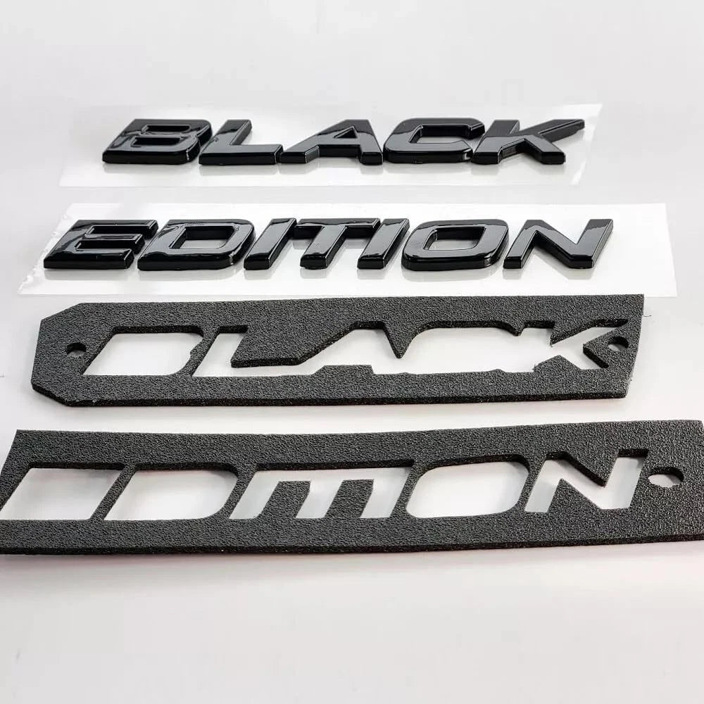 2pcs Black Edition Letters Emblem Badge for 2020-2021 Car Rear Decal Gloss Black