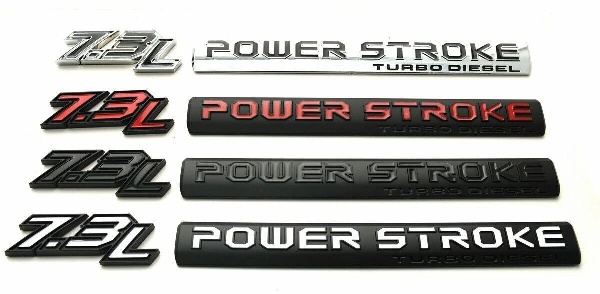4Pc Chrome Black Door 7.3L Turbo Diesel Emblem FIT F-Trucks Powerstroke Kit