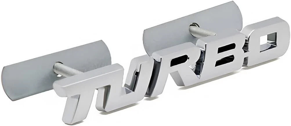 1X Metal Turbo Grille Front Emblem 3D Badge Sticker  for Universal Cars (Silver)