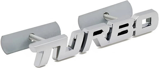 1X Metal Turbo Grille Front Emblem 3D Badge Sticker  for Universal Cars (Silver)