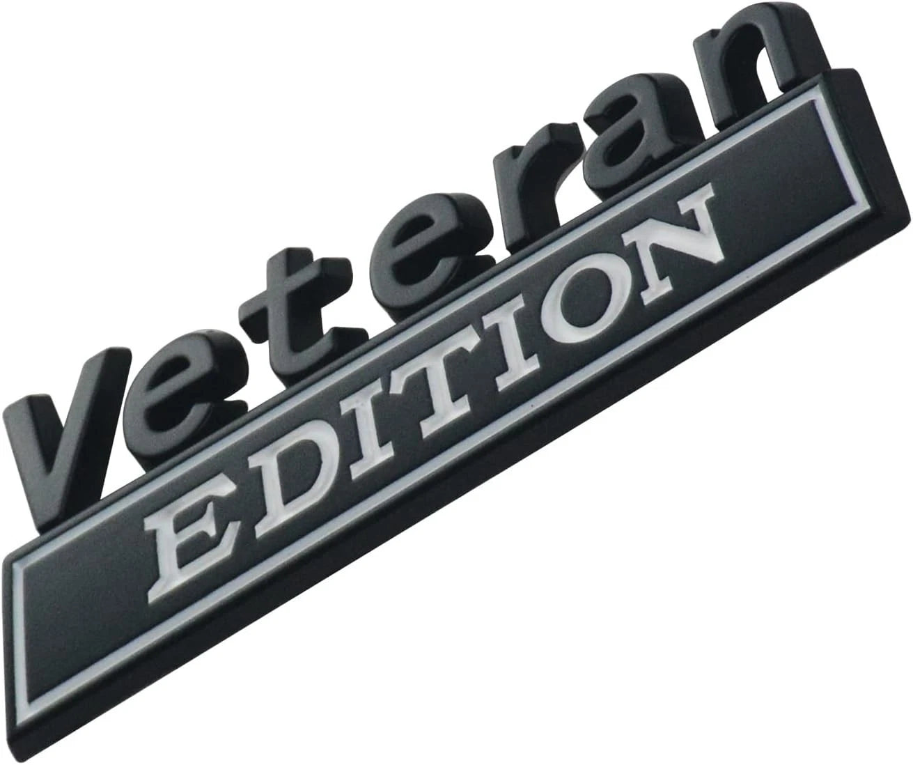 2PCS Veteran Edition Car Emblem 3D Letters Badge Truck Adhesive White Black