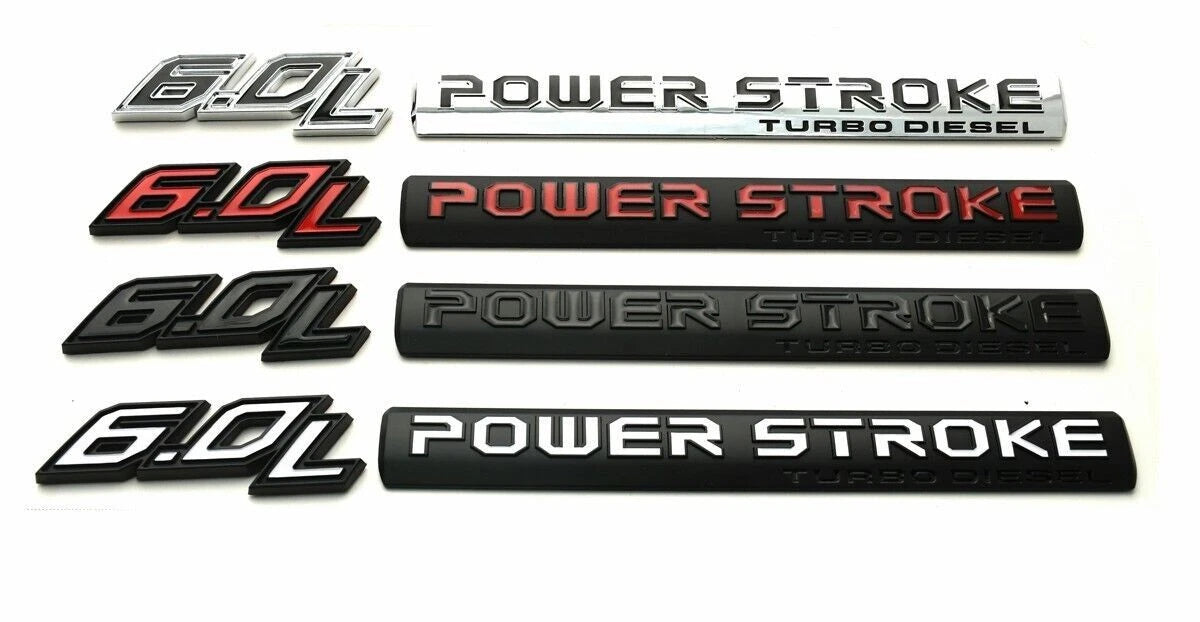 4Pc Black White Door 6.0L Turbo Diesel Emblem FIT F-Trucks Powerstroke Kit