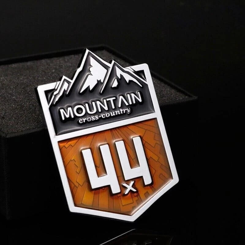 1Pc 4x4 Mountain Cross Country Emblem for Off-Road Vehicle (Silver Yellow)
