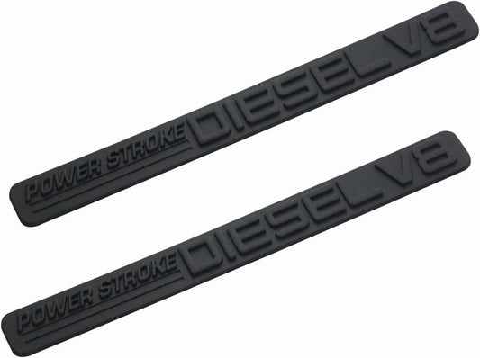 2Pc Matte Black Front Door Turbo Diesel V8 Emblem FIT F-Trucks Powerstroke