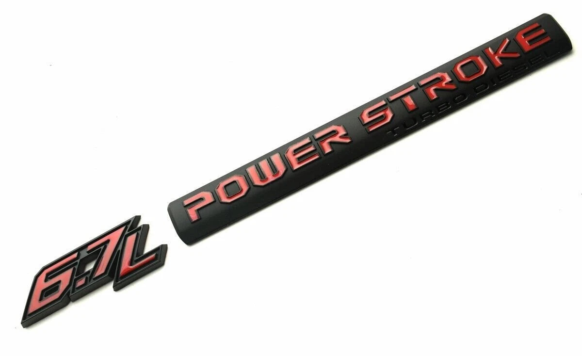 4Pc Black Red Door 6.7L Turbo Diesel Emblem FIT F-Trucks Powerstroke Kit