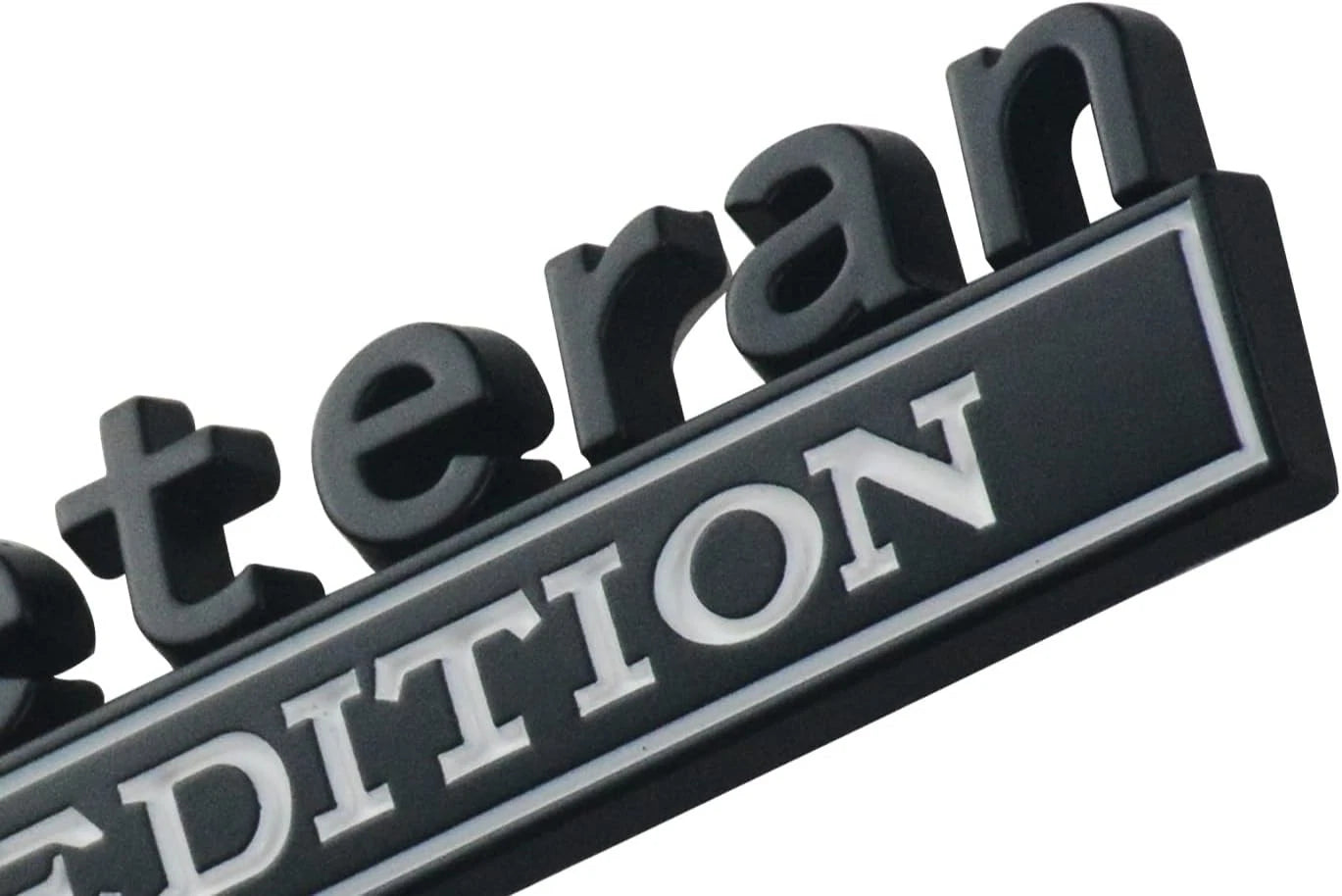 2PCS Veteran Edition Car Emblem 3D Letters Badge Truck Adhesive White Black