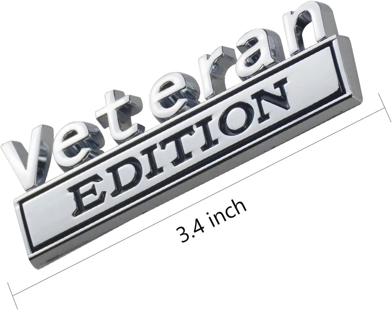 2PCS Veteran Edition Car Emblem 3D Letters Badge Truck Adhesive Silver Black