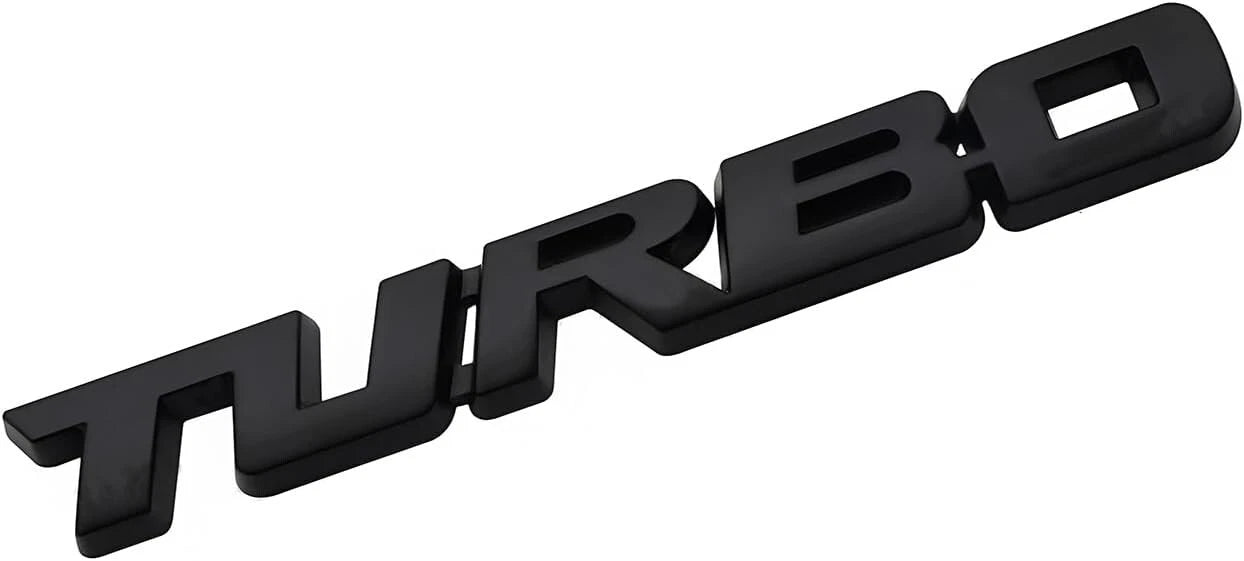 2Pcs Metal Turbo Front Hood Side Body 3D Emblem Badge for Universal Cars (Black)