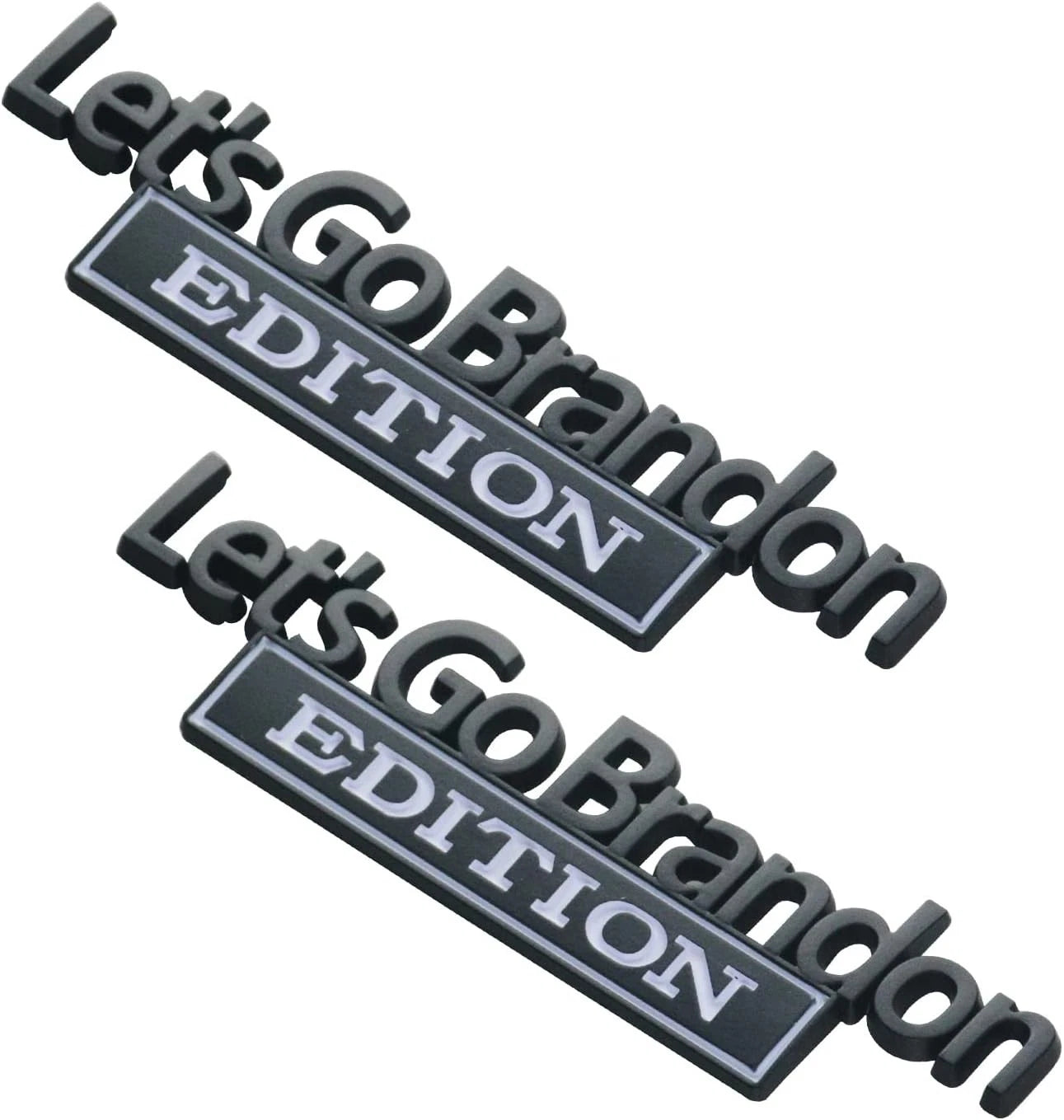 2PCS Let's Go Brandon Edition Emblem Letters Badge Truck Adhesive White Black