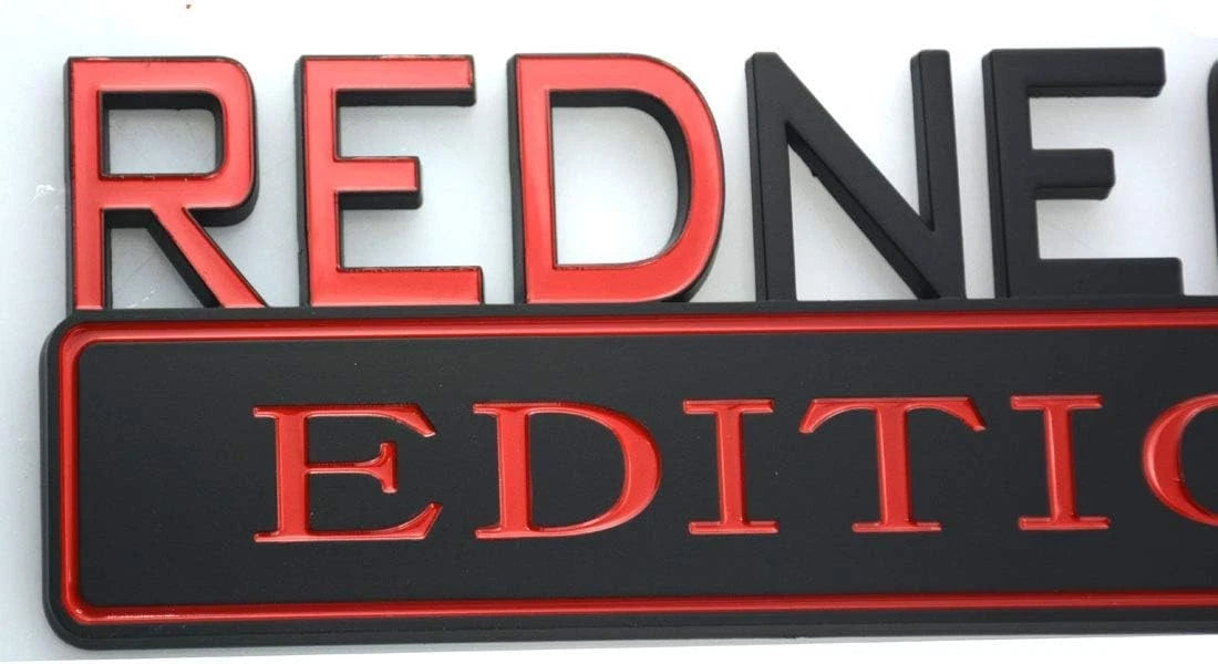2pcs REDNECK EDITION CAR EMBLEM Chrome Badge 3D Sticker Decal (Red/black)